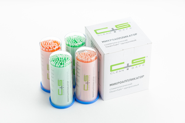 Микроаппликаторы Clean+Safe №4 Regular, коробка (оранжевый, зеленый, 4 тубы х 100шт.)