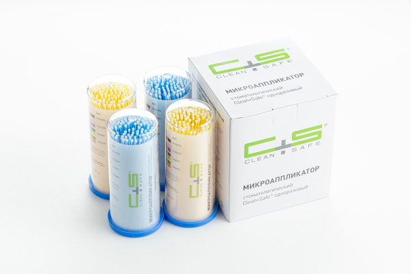 Микроаппликаторы Clean+Safe №3 Fine, коробка (желтый, голубой, 4 тубы х 100шт.)